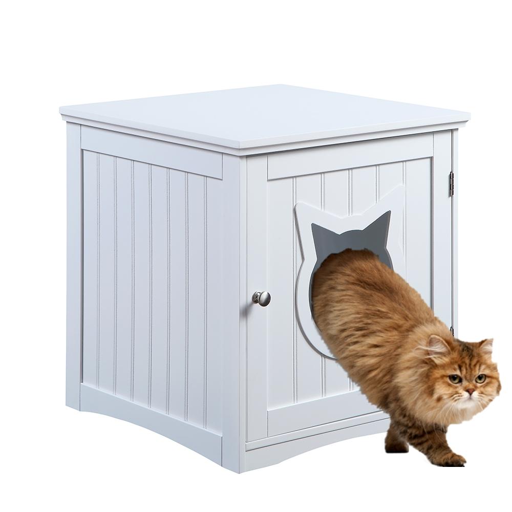 Modern Cat Litter Box Enclosure – Stylish Nightstand & Pet House