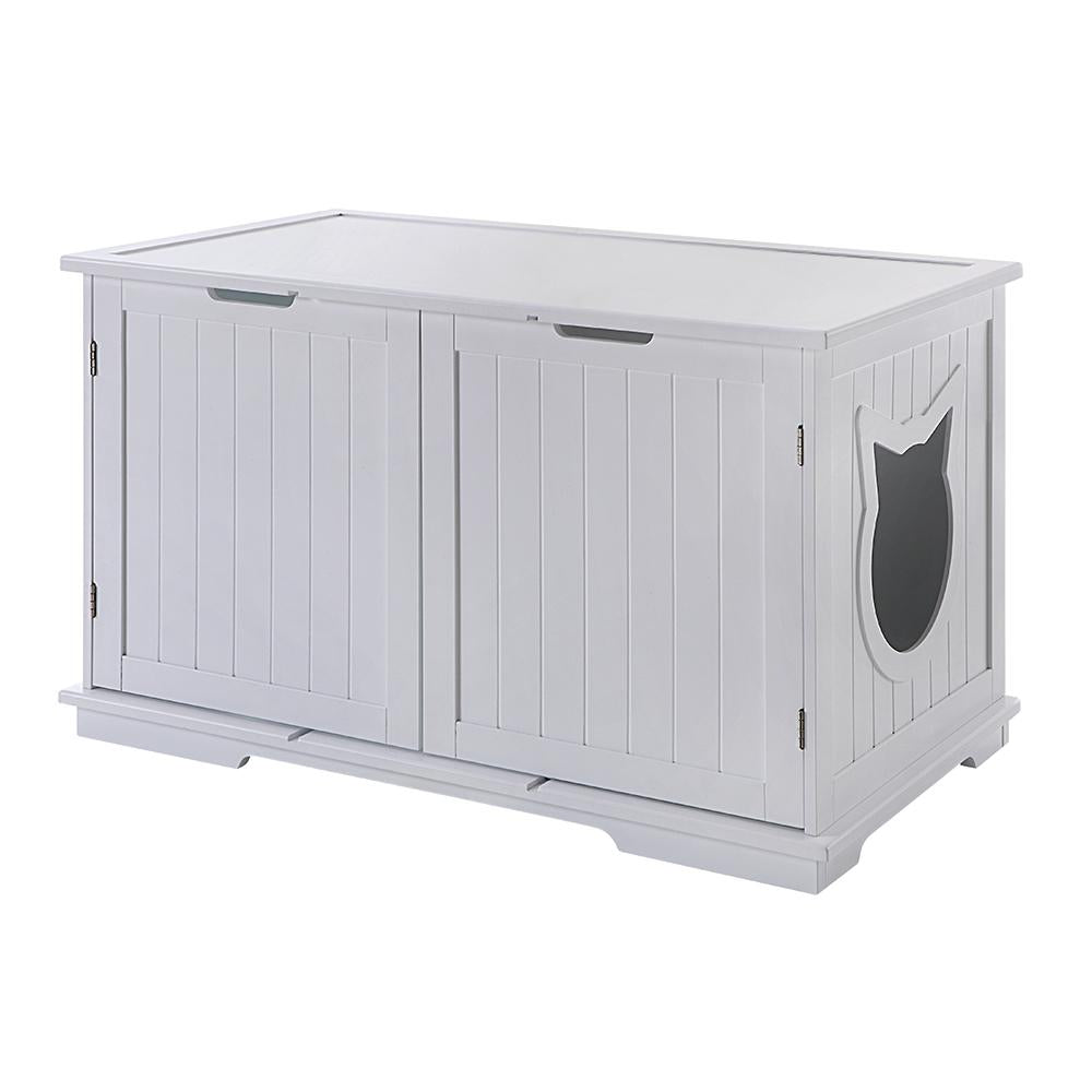 Modern Extra-Large Cat Litter Box Enclosure – Stylish Bench & Pet House