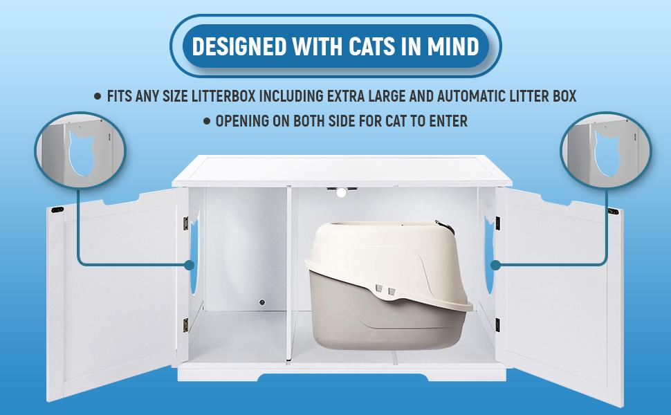 Modern Extra-Large Cat Litter Box Enclosure – Stylish Bench & Pet House