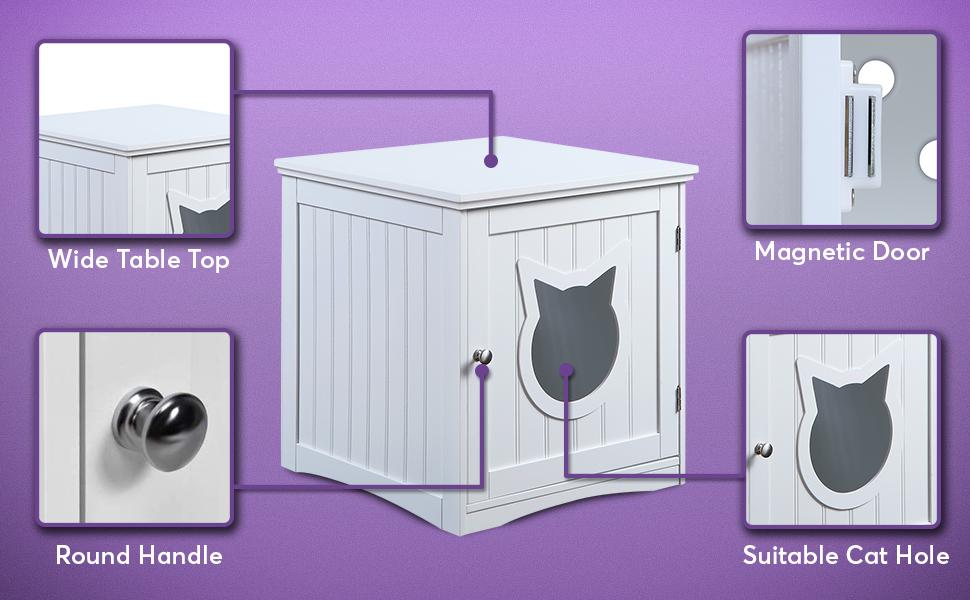 Modern Cat Litter Box Enclosure – Stylish Nightstand & Pet House