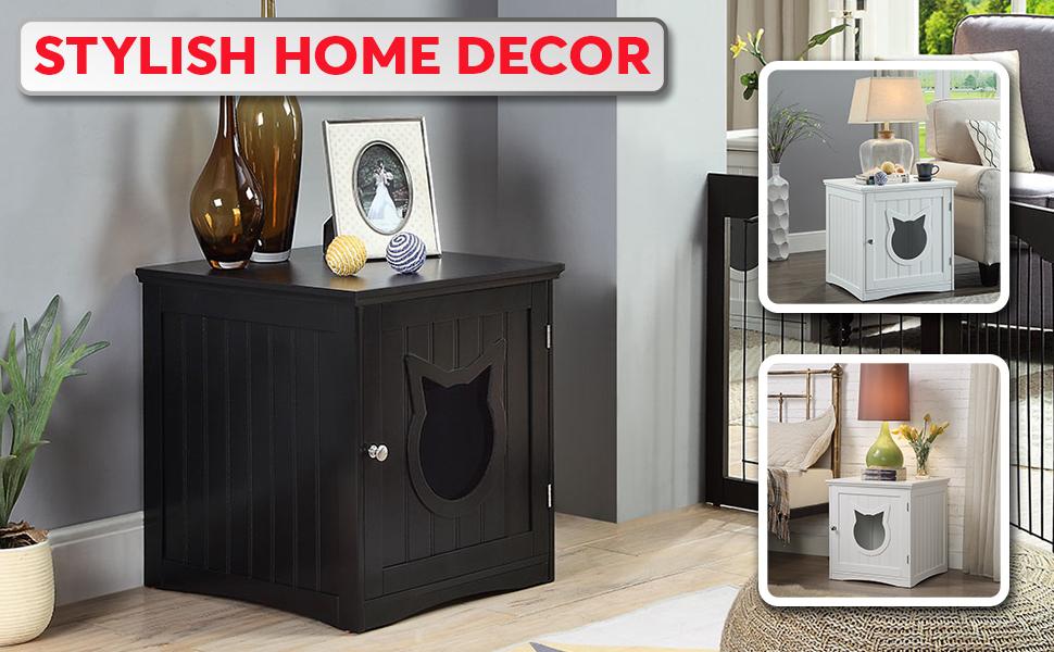 Modern Cat Litter Box Enclosure – Stylish Nightstand & Pet House