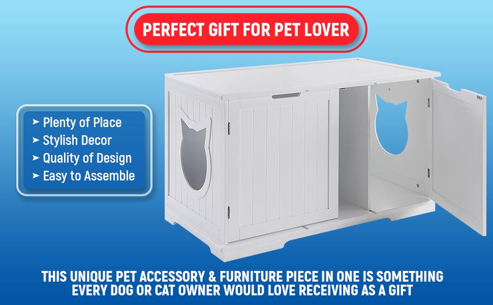 Modern Extra-Large Cat Litter Box Enclosure – Stylish Bench & Pet House