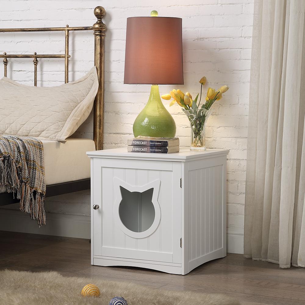 Modern Cat Litter Box Enclosure – Stylish Nightstand & Pet House