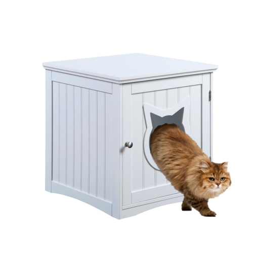 Modern Cat Litter Box Enclosure – Stylish Nightstand & Pet House