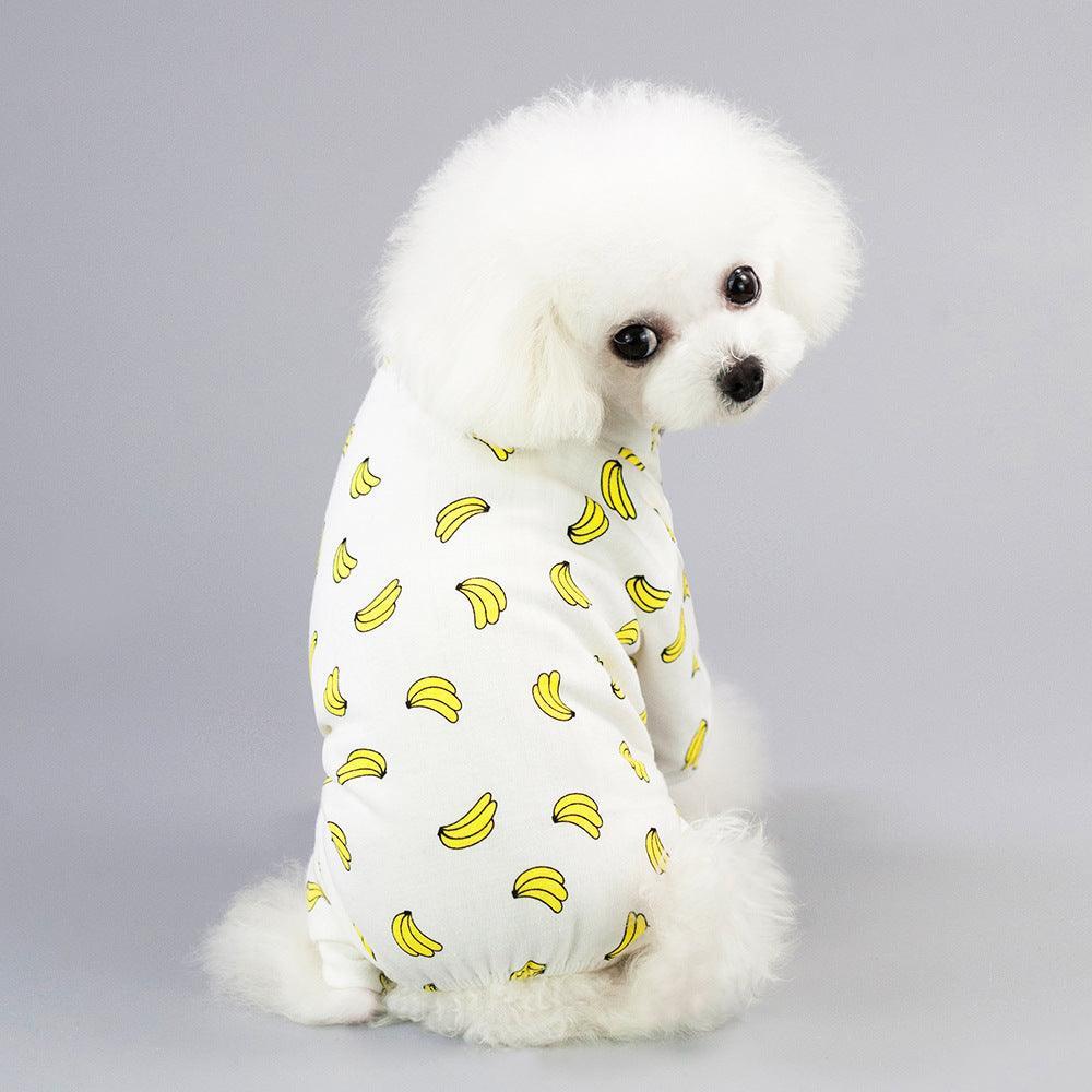 Casual Cartoon Fruit Pattern Dog Pajamas - Comfy Cotton Home Clothes For Your Four-Legged Friend-0