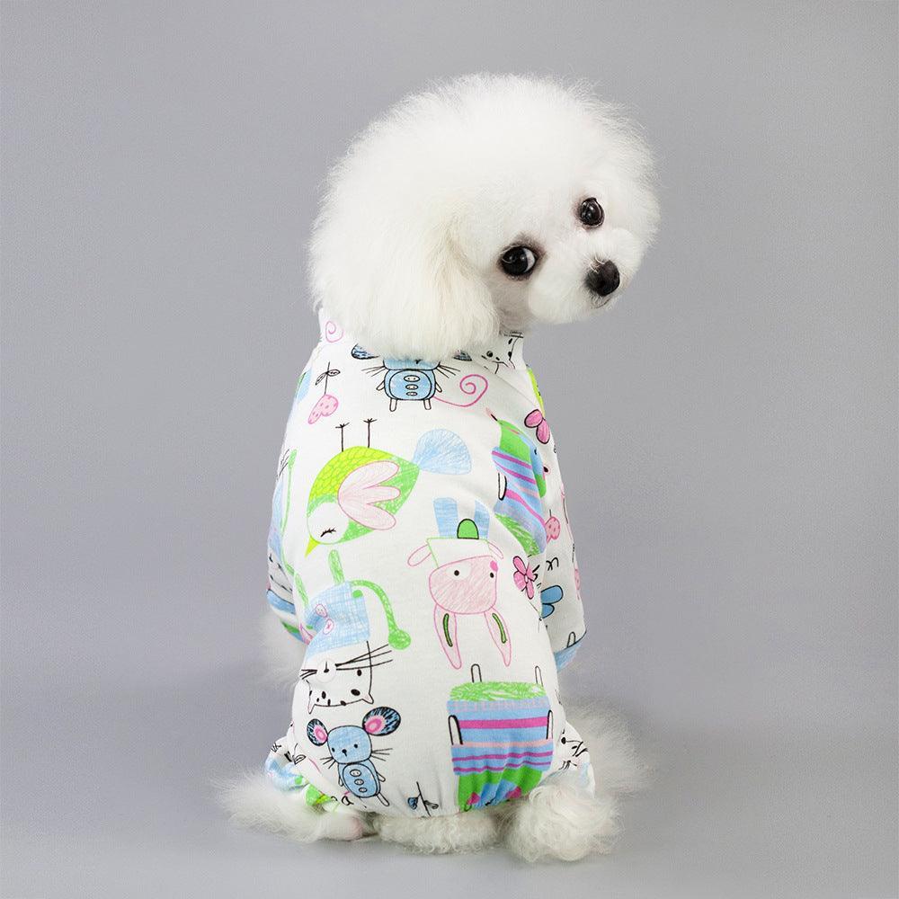 Casual Cartoon Fruit Pattern Dog Pajamas - Comfy Cotton Home Clothes For Your Four-Legged Friend-3