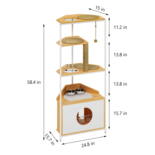 Luxury Cat Condo with Built-In Feeding Station and Multi-Level Climbing Platforms