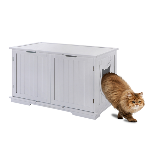 Modern Extra-Large Cat Litter Box Enclosure – Stylish Bench & Pet House