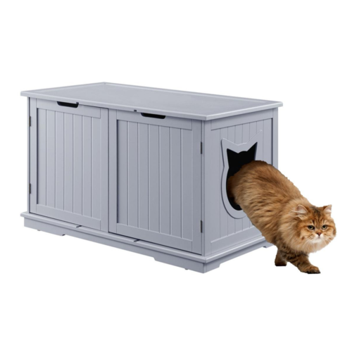 Modern Extra-Large Cat Litter Box Enclosure – Stylish Bench & Pet House