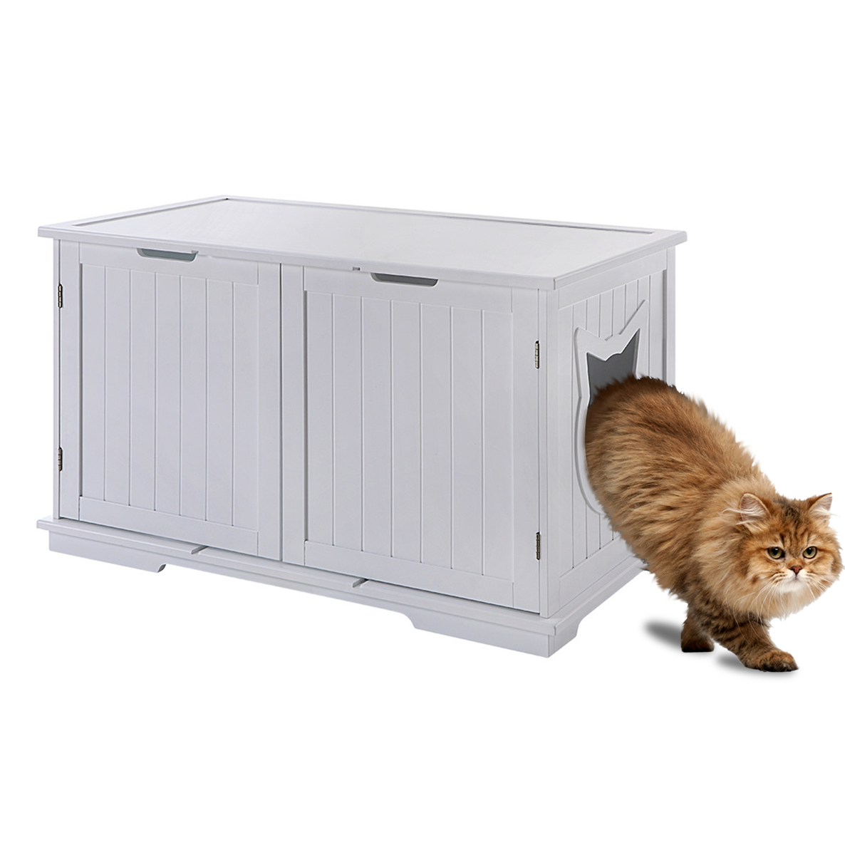 Modern Extra-Large Cat Litter Box Enclosure – Stylish Bench & Pet House